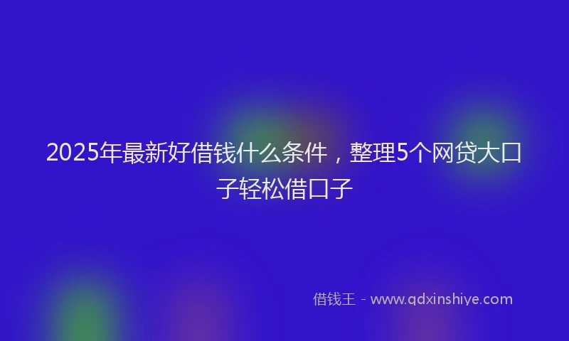 2025年最新好借钱什么条件，整理5个网贷大口子轻松借口子