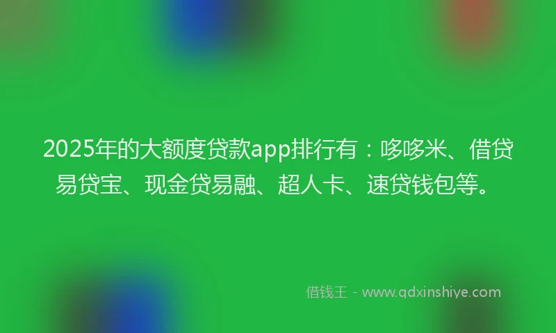 2025年的大额度贷款app排行有：哆哆米、借贷易贷宝、现金贷易融、超人卡、速贷钱包等。