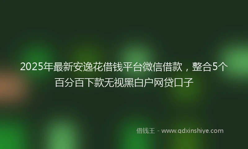 2025年最新安逸花借钱平台微信借款，整合5个百分百下款无视黑白户网贷口子