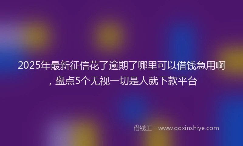 2025年最新征信花了逾期了哪里可以借钱急用啊，盘点5个无视一切是人就下款平台