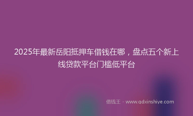 2025年最新岳阳抵押车借钱在哪，盘点五个新上线贷款平台门槛低平台