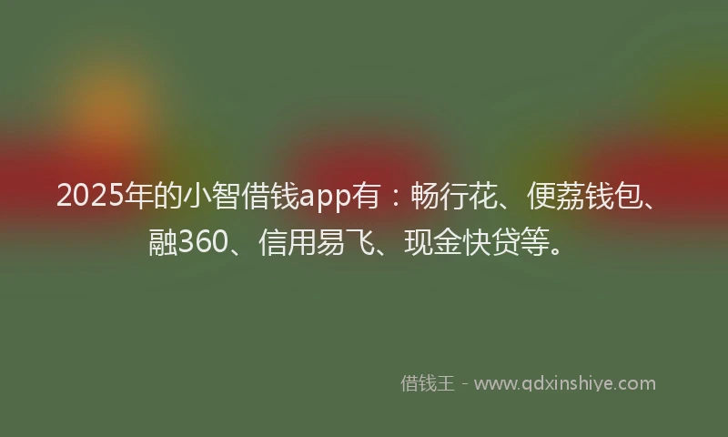 2025年的小智借钱app有：畅行花、便荔钱包、融360、信用易飞、现金快贷等。