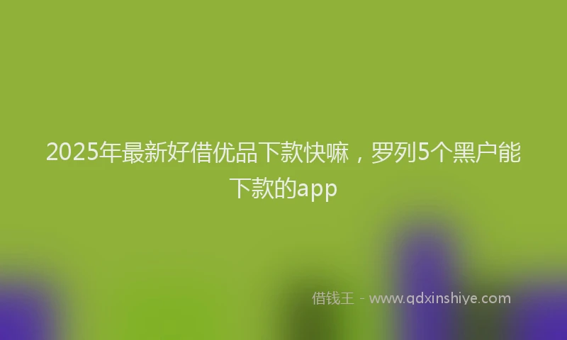 2025年最新好借优品下款快嘛，罗列5个黑户能下款的app
