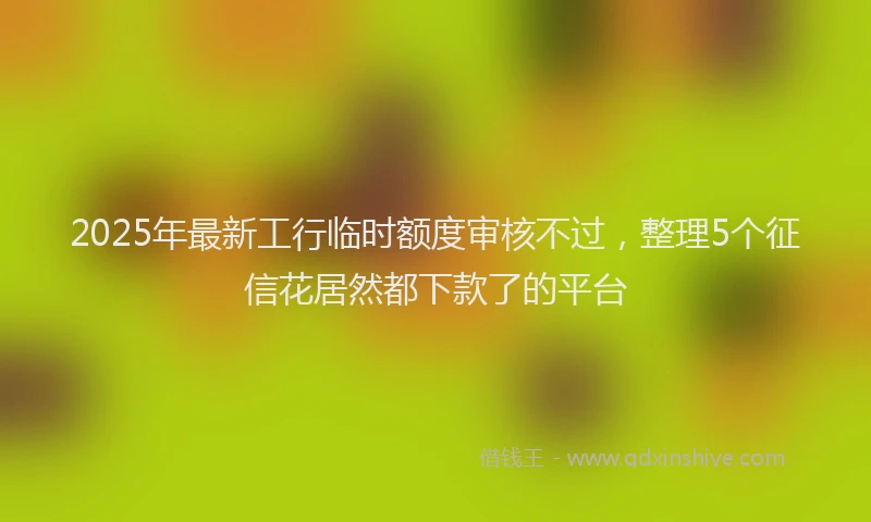 2025年最新工行临时额度审核不过，整理5个征信花居然都下款了的平台