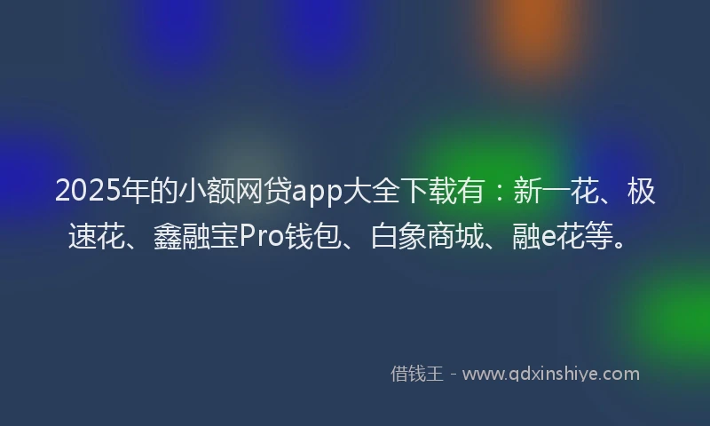 2025年的小额网贷app大全下载有：新一花、极速花、鑫融宝Pro钱包、白象商城、融e花等。