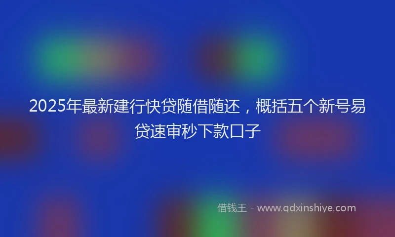 2025年最新建行快贷随借随还，概括五个新号易贷速审秒下款口子