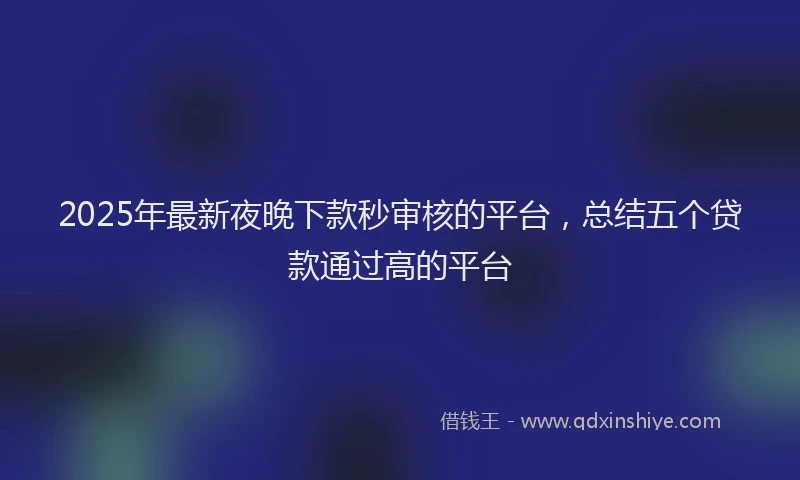 2025年最新夜晚下款秒审核的平台，总结五个贷款通过高的平台