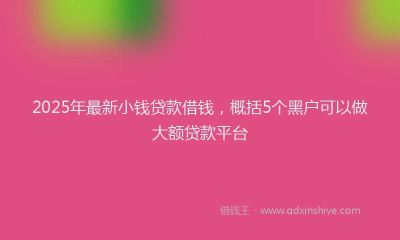 2025年最新小钱贷款借钱，概括5个黑户可以做大额贷款平台