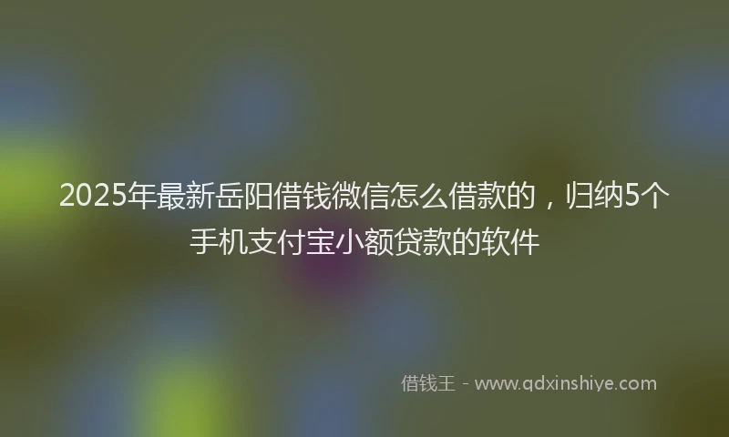 2025年最新岳阳借钱微信怎么借款的，归纳5个手机支付宝小额贷款的软件