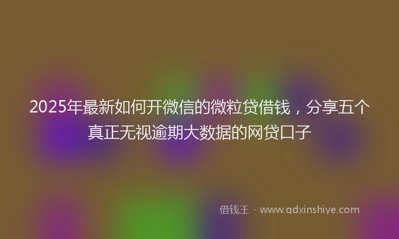 2025年最新如何开微信的微粒贷借钱，分享五个真正无视逾期大数据的网贷口子