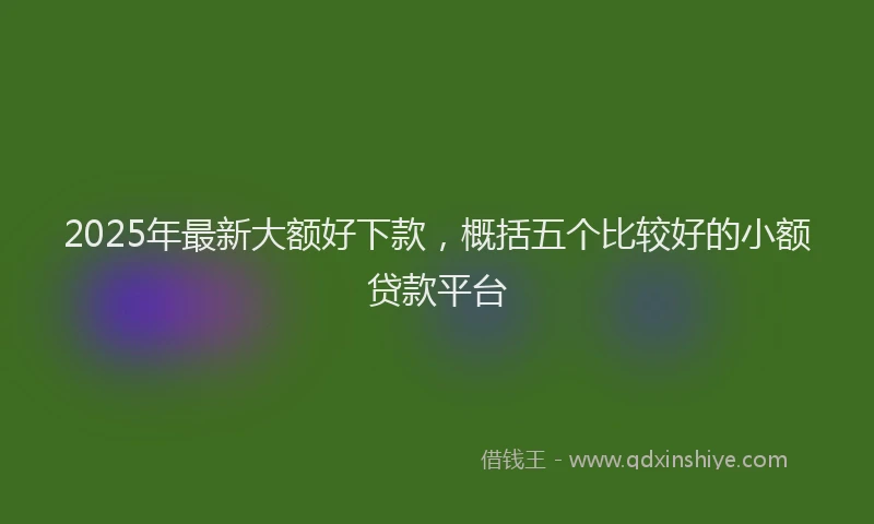 2025年最新大额好下款，概括五个比较好的小额贷款平台