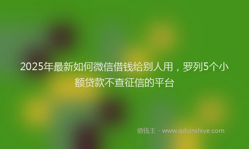 2025年最新如何微信借钱给别人用，罗列5个小额贷款不查征信的平台