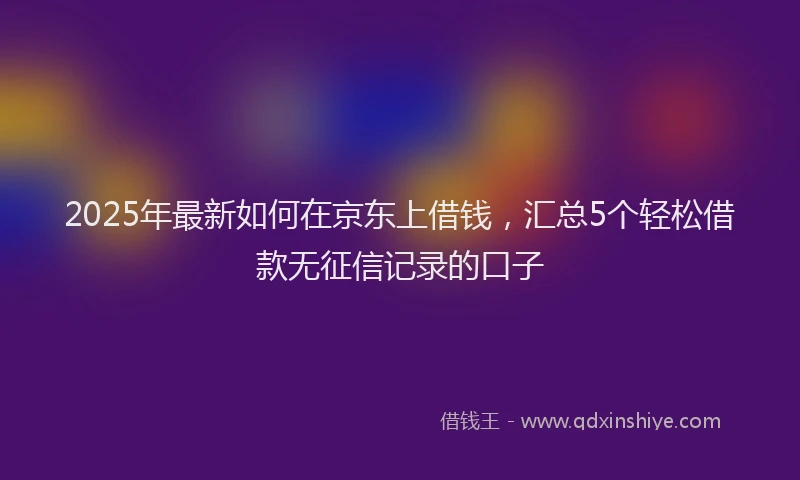 2025年最新如何在京东上借钱，汇总5个轻松借款无征信记录的口子