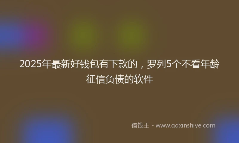 2025年最新好钱包有下款的，罗列5个不看年龄征信负债的软件