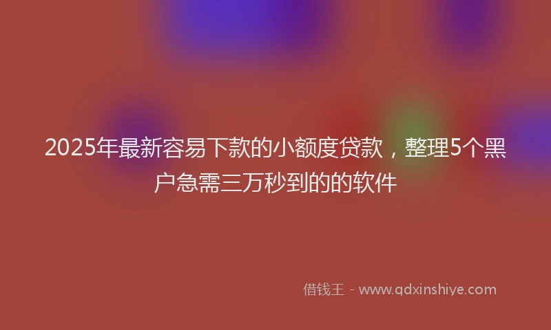 2025年最新容易下款的小额度贷款，整理5个黑户急需三万秒到的的软件
