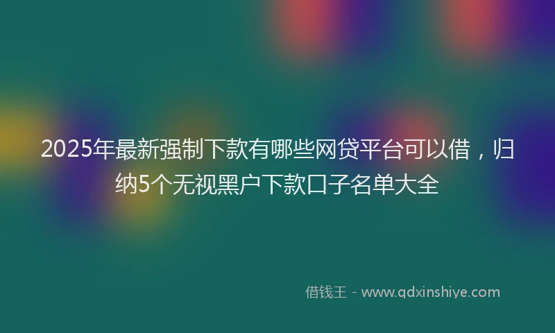 2025年最新强制下款有哪些网贷平台可以借，归纳5个无视黑户下款口子名单大全