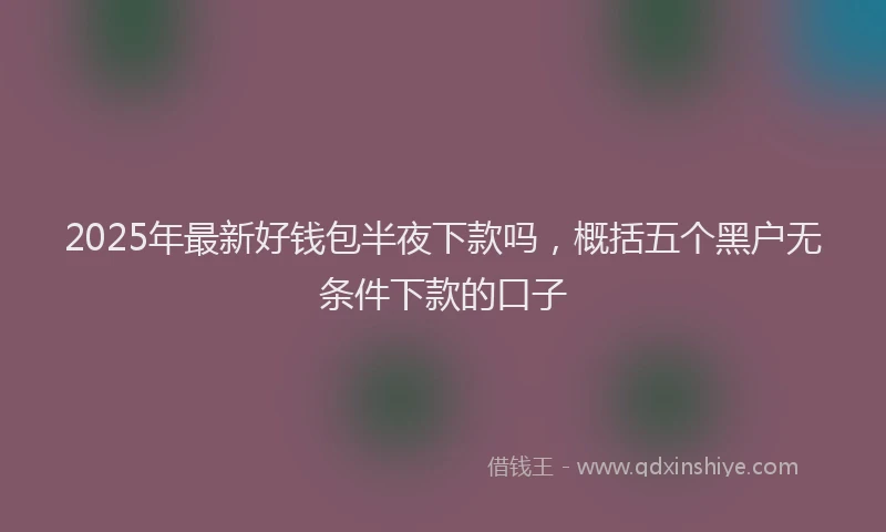 2025年最新好钱包半夜下款吗，概括五个黑户无条件下款的口子