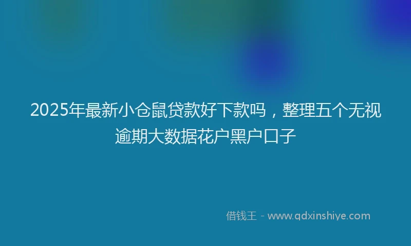 2025年最新小仓鼠贷款好下款吗，整理五个无视逾期大数据花户黑户口子