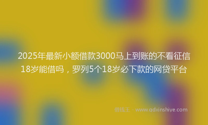 2025年最新小额借款3000马上到账的不看征信18岁能借吗，罗列5个18岁必下款的网贷平台