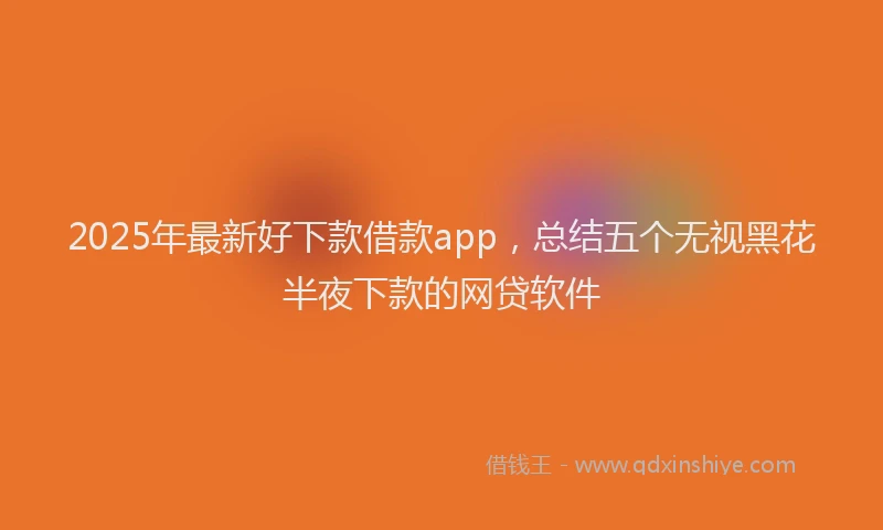 2025年最新好下款借款app，总结五个无视黑花半夜下款的网贷软件