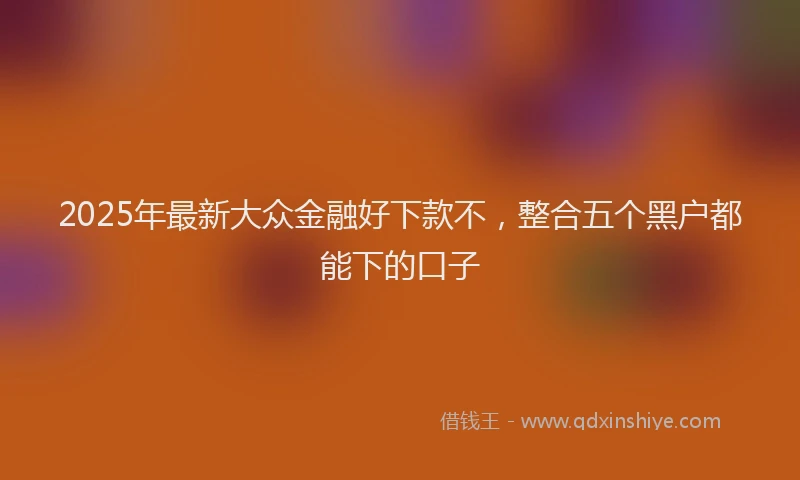 2025年最新大众金融好下款不，整合五个黑户都能下的口子