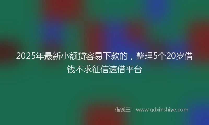 2025年最新小额贷容易下款的，整理5个20岁借钱不求征信速借平台