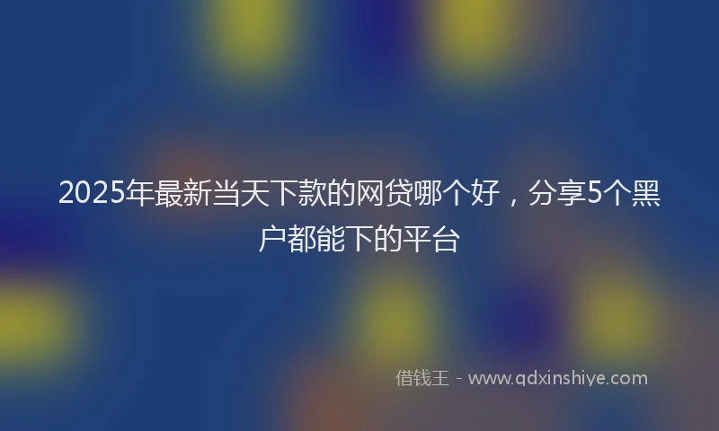 2025年最新当天下款的网贷哪个好，分享5个黑户都能下的平台