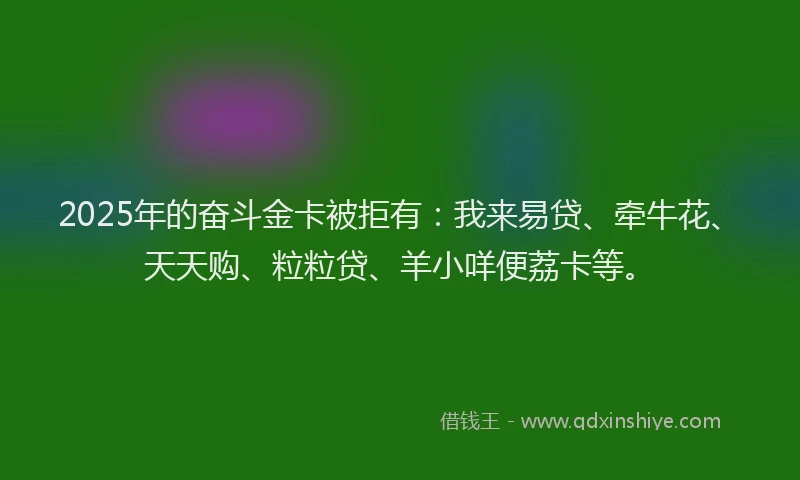 2025年的奋斗金卡被拒有：我来易贷、牵牛花、天天购、粒粒贷、羊小咩便荔卡等。