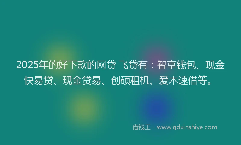 2025年的好下款的网贷 飞贷有：智享钱包、现金快易贷、现金贷易、创硕租机、爱木速借等。
