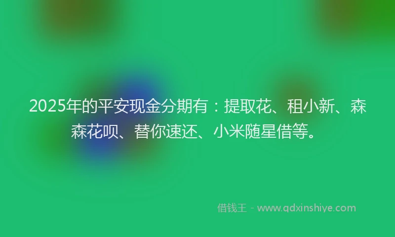 2025年的平安现金分期有：提取花、租小新、森森花呗、替你速还、小米随星借等。