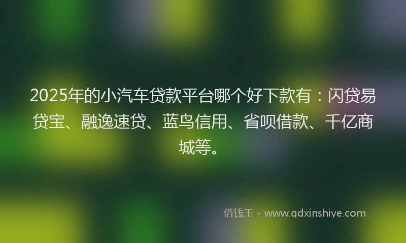 2025年的小汽车贷款平台哪个好下款有：闪贷易贷宝、融逸速贷、蓝鸟信用、省呗借款、千亿商城等。