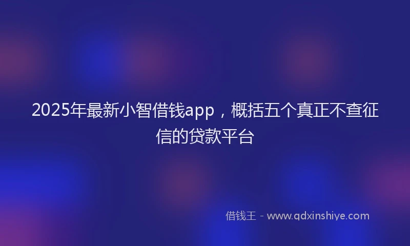 2025年最新小智借钱app，概括五个真正不查征信的贷款平台