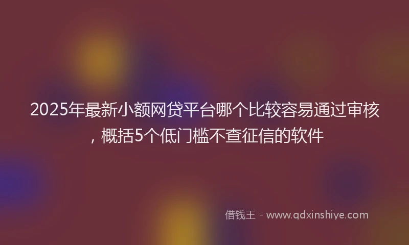 2025年最新小额网贷平台哪个比较容易通过审核，概括5个低门槛不查征信的软件