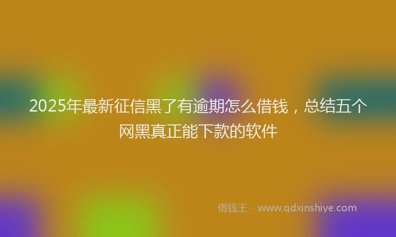 2025年最新征信黑了有逾期怎么借钱，总结五个网黑真正能下款的软件