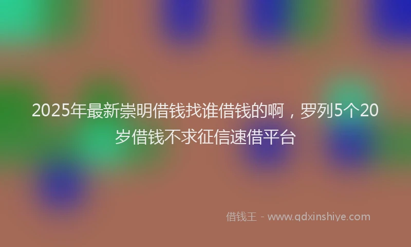2025年最新崇明借钱找谁借钱的啊，罗列5个20岁借钱不求征信速借平台