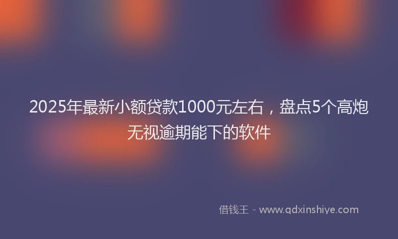 2025年最新小额贷款1000元左右，盘点5个高炮无视逾期能下的软件