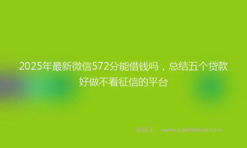 2025年最新微信572分能借钱吗，总结五个贷款好做不看征信的平台