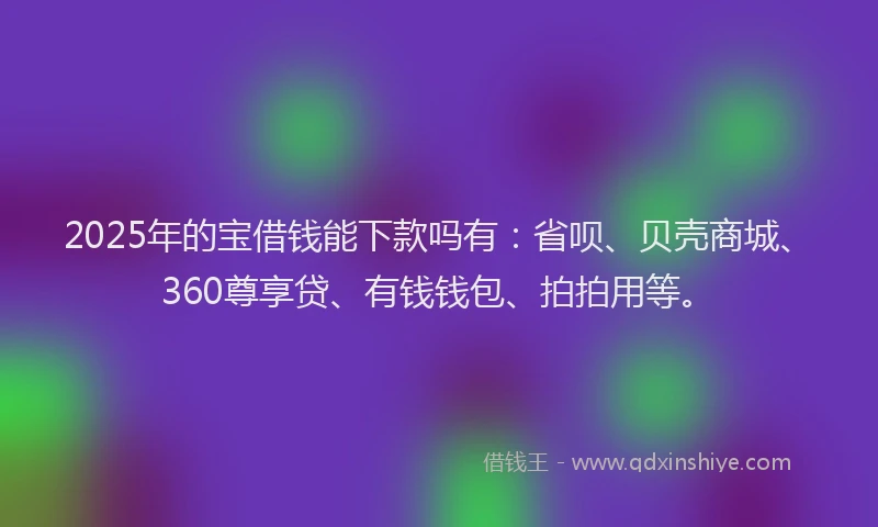 2025年的宝借钱能下款吗有：省呗、贝壳商城、360尊享贷、有钱钱包、拍拍用等。
