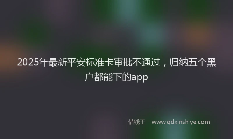 2025年最新平安标准卡审批不通过，归纳五个黑户都能下的app