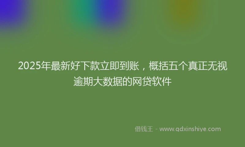 2025年最新好下款立即到账，概括五个真正无视逾期大数据的网贷软件