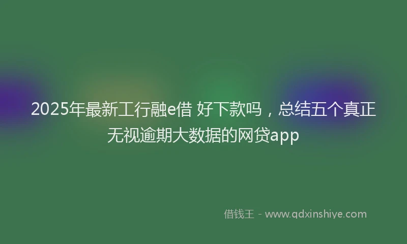 2025年最新工行融e借 好下款吗，总结五个真正无视逾期大数据的网贷app