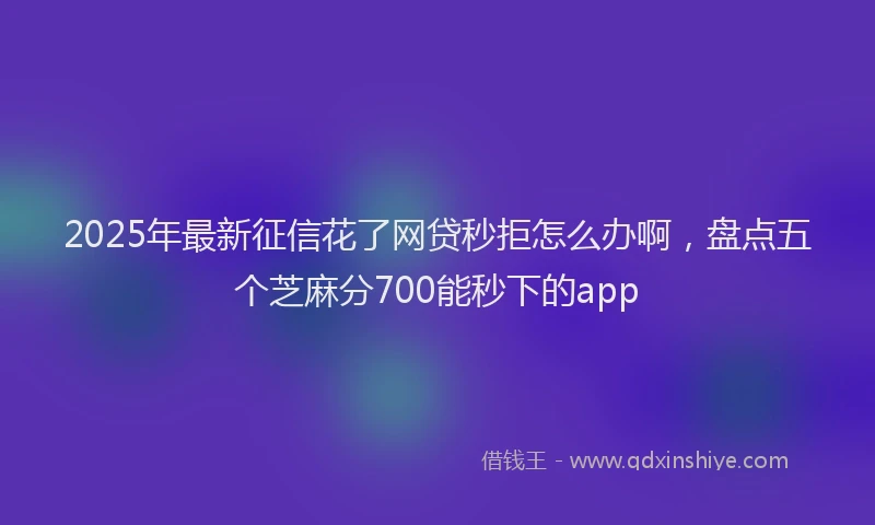 2025年最新征信花了网贷秒拒怎么办啊，盘点五个芝麻分700能秒下的app