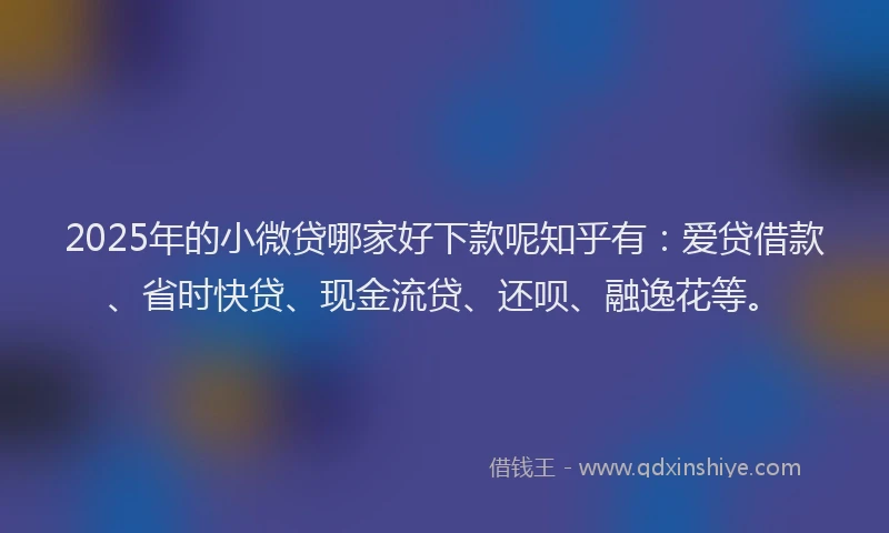2025年的小微贷哪家好下款呢知乎有：爱贷借款、省时快贷、现金流贷、还呗、融逸花等。
