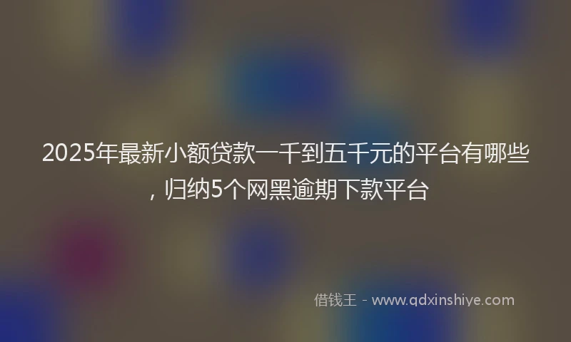 2025年最新小额贷款一千到五千元的平台有哪些，归纳5个网黑逾期下款平台