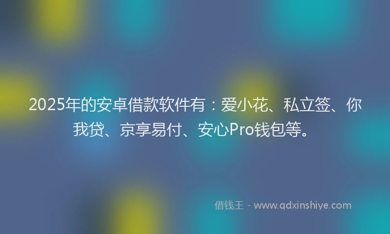 2025年的安卓借款软件有：爱小花、私立签、你我贷、京享易付、安心Pro钱包等。