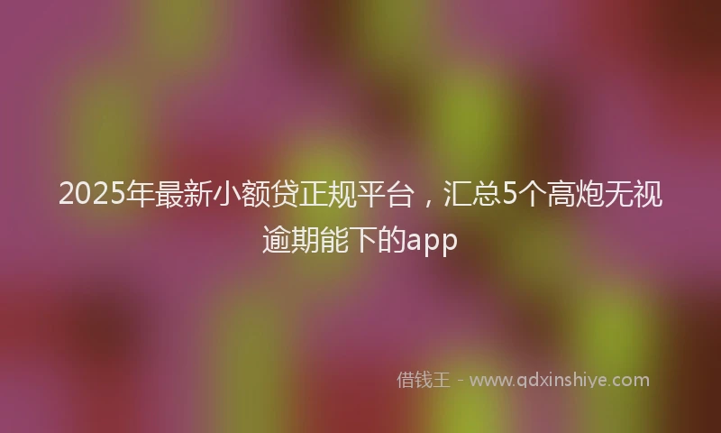 2025年最新小额贷正规平台，汇总5个高炮无视逾期能下的app