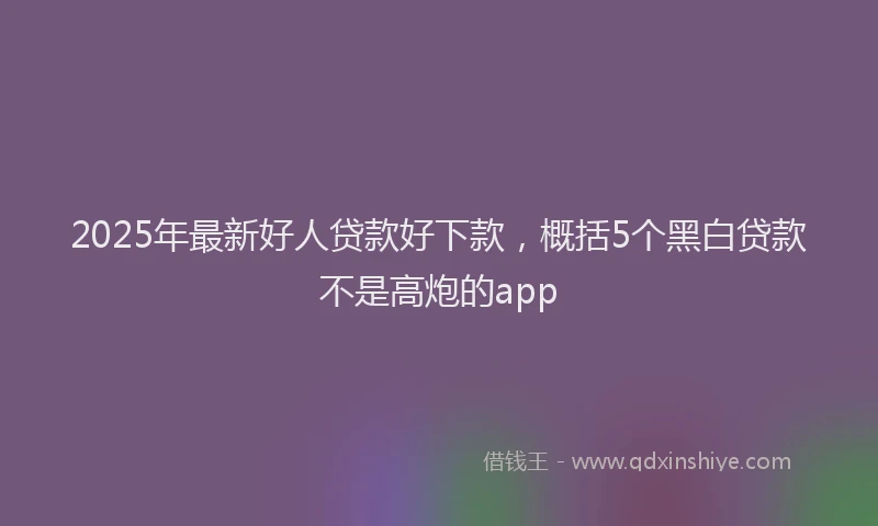 2025年最新好人贷款好下款，概括5个黑白贷款不是高炮的app