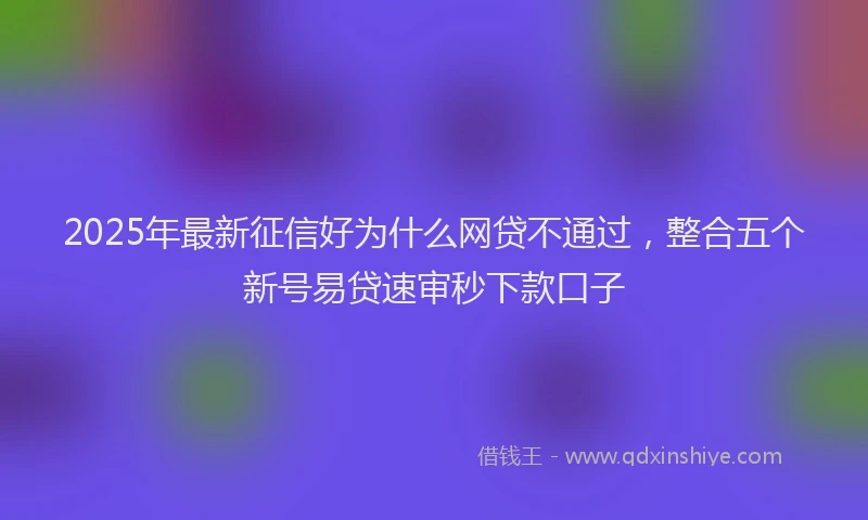 2025年最新征信好为什么网贷不通过，整合五个新号易贷速审秒下款口子