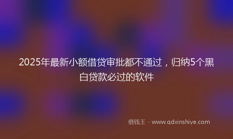 2025年最新小额借贷审批都不通过，归纳5个黑白贷款必过的软件