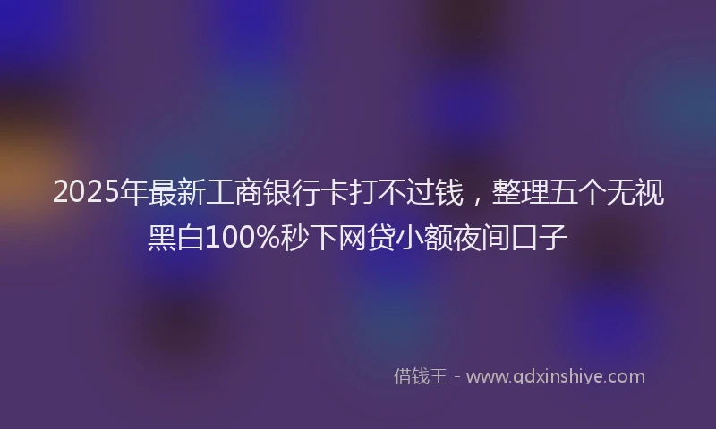 2025年最新工商银行卡打不过钱，整理五个无视黑白100%秒下网贷小额夜间口子